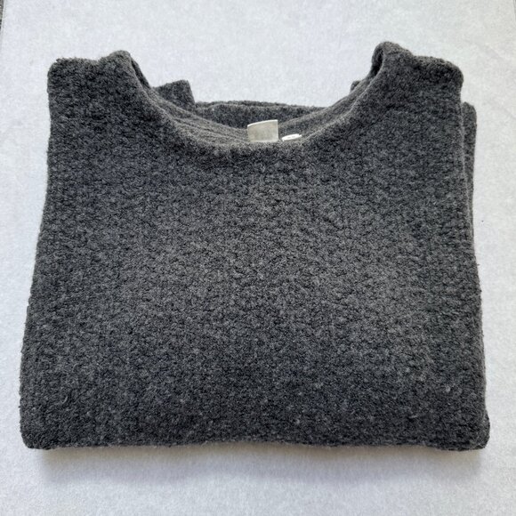 Gap Ribbed Bouclé crewneck wool and Alpaca blend sweater Grey XL - Picture 4 of 8